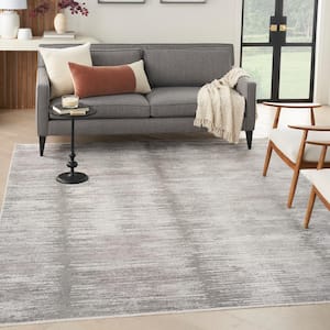 Grey White 9 ft. x 11 ft. Abstract Contemporary Abstract Hues Area Rug