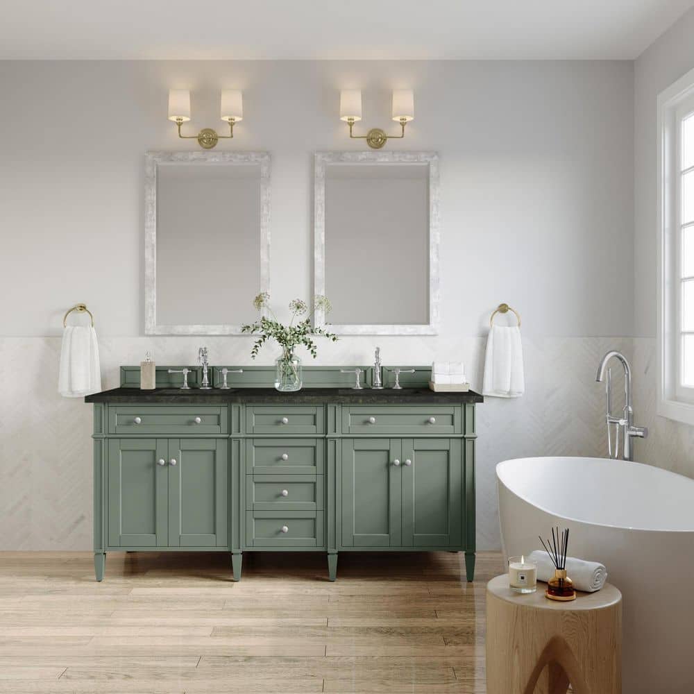 Brittany 72.0 in. Double Bath Vanity in Smokey Celadon with Phantome Engineered Composite Top price history on PriceWatchPro