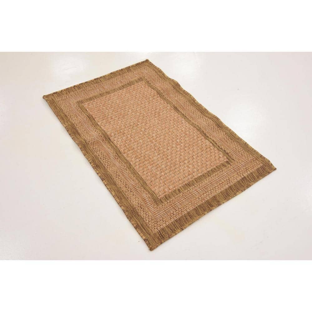 Easy-Care Reversible Outdoor Rug in Multi/Light Brown, Synthetic, Rectangular