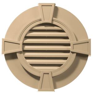 30 in. x 30 in. Round Beige/Bisque Plastic Built-in Screen Gable Louver Vent