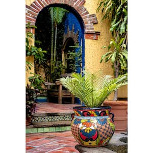 14 in. Multi-Color Talavera Ceramic Chata Planter