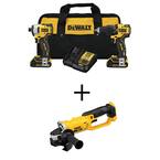 ATOMIC 20V MAX Cordless Brushless Hammer Drill/Impact 2 Tool Combo Kit, 20V 4.5-5 in. Grinder, and (2) 1.3Ah Batteries