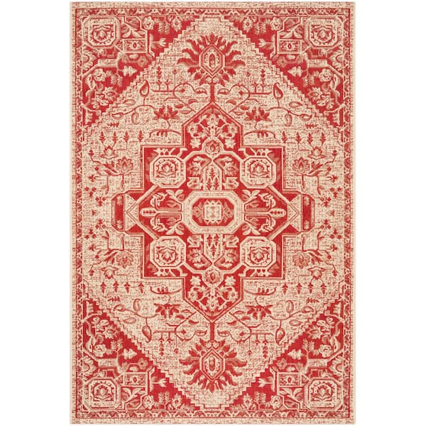 Beach House Red/Cream 5 ft. x 8 ft. Geometric Indoor/Outdoor Patio  Area Rug