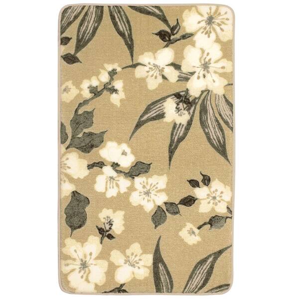 Laura Ashley Madeline Taupe 2 ft. x 4 ft. High Definition Printed Memory Foam Area Rug