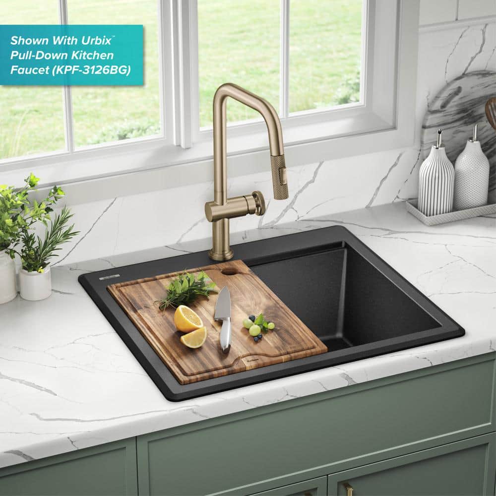 Metallic Black Granite Composite Single Bowl Kitchen Sink
