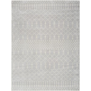 Astra Machine Washable Grey 5 ft. x 7 ft. Moroccan Transitional Area Rug