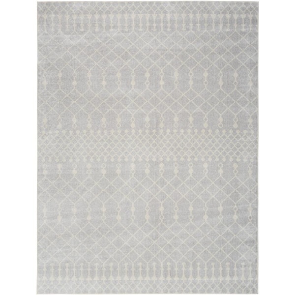 Nourison Astra Machine Washable Grey 5 ft. x 7 ft. Moroccan Transitional Area Rug
