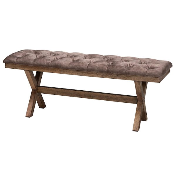 Baxton Studio Cherene Brown and Walnut 47.8 in. Bench