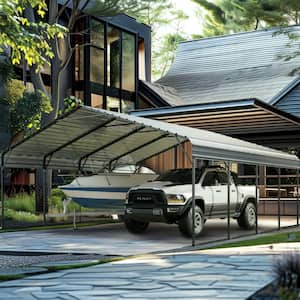 20 ft. W x 20 ft. D Galvanized Steel Carport Car Canopy Shelter
