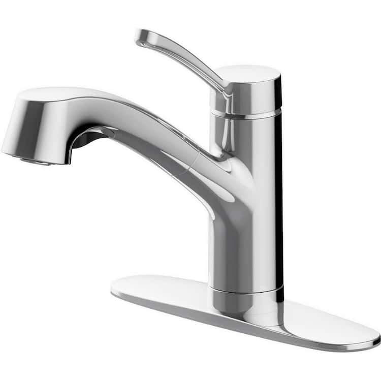 Glacier Bay McKenna Single Handle Pull Out Sprayer Kitchen Faucet in Polished Chrome with Turbo Spray and FastMount