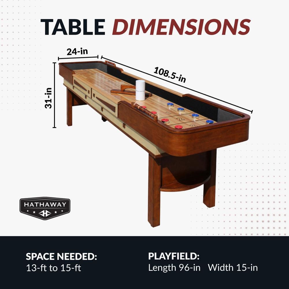 Merlot 9-Foot Walnut Shuffleboard Table with Hardwood Playfield