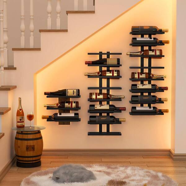 Industrial Black Wall Mounted Wine Glass Rack Stemware Rack Stemware Organizer for Home Bar and Kitchen Decor