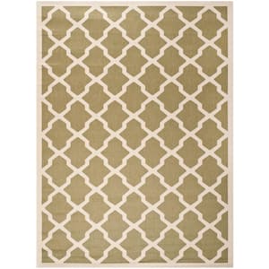 Courtyard Green/Beige 8 ft. x 11 ft. Geometric Indoor/Outdoor Patio  Area Rug