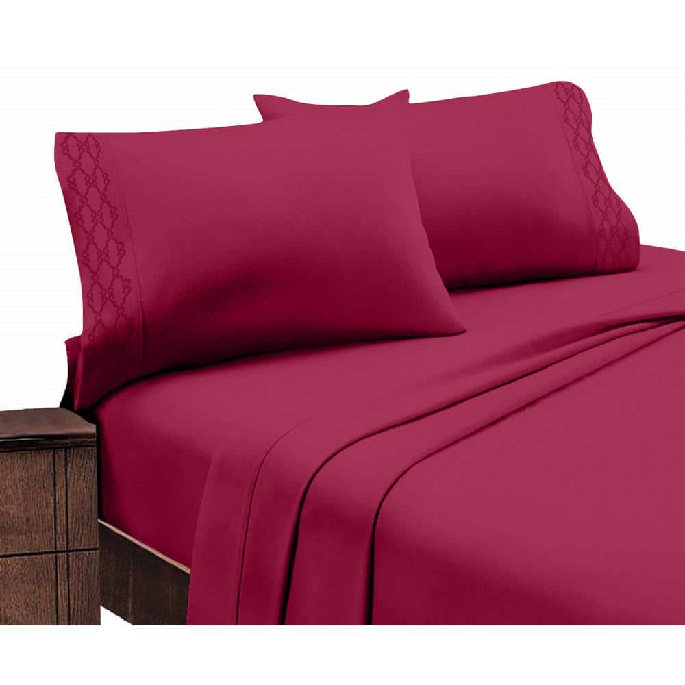 Home Sweet Home Extra Soft Deep Pocket Embroidered Luxury Bed Sheet Set - K