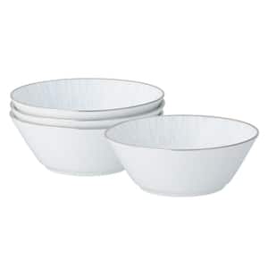 Glacier Platinum 5 in., 6 fl. oz. (White) Porcelain Fruit Bowls, (Set of 4)