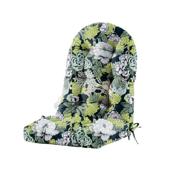 Patio Chair Cushion for Adirondack High Back Tufted Seat Chair Cushion Outdoor 48 in. Lx21in.W x 4" H Black Green Floral