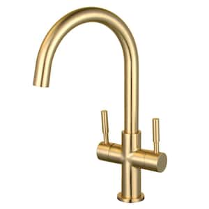 Concord Double Handle Vessel Sink Faucet in Brushed Brass