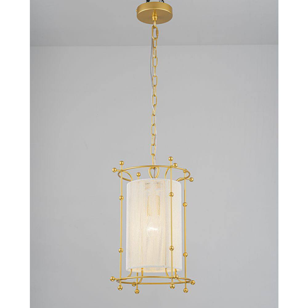 11 in. 1-Light Modern Gold Cylinder Pendant Light with White Fabric Shade, Hanging Light Fixture for Kitchen Island price history on PriceWatchPro