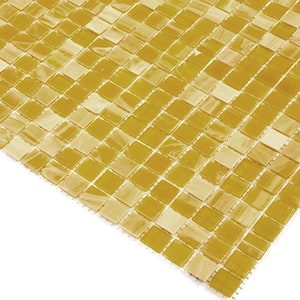 Skosh 11.6 in. x 11.6 in. Glossy Butter Beige Glass Mosaic Wall and Floor Tile (18.69 sq. ft./case) (20-pack)