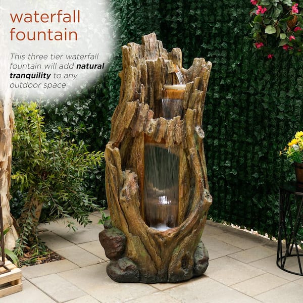 Alpine Corporation 59 in. Tall Multi-Level Stone-Texture Polyresin