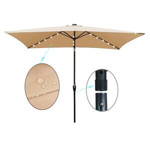 10 ft. x 6.5 ft. Classic Swimming Pool Rectangular Market Patio Umbrella Brown Outdoor Umbrellas with Crank