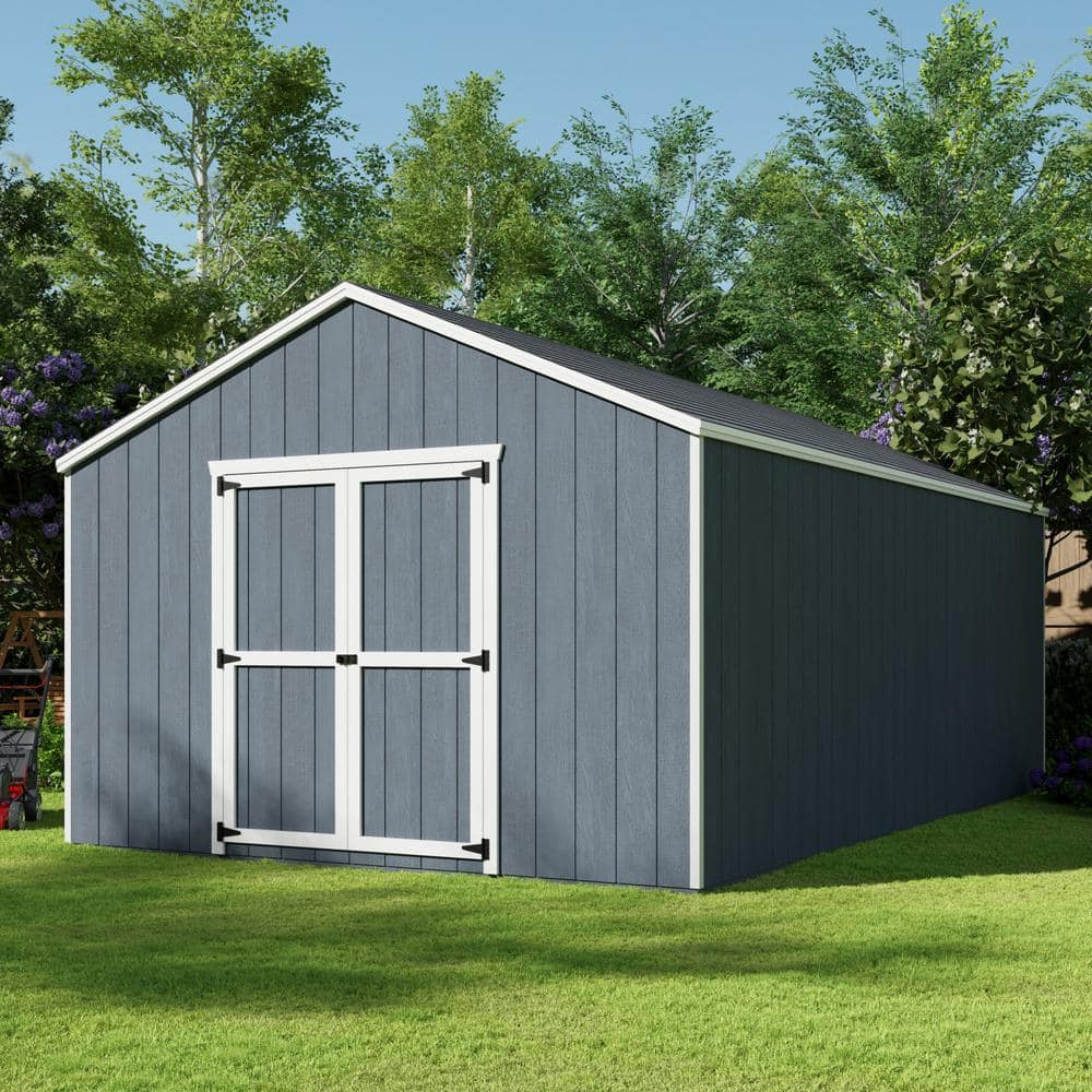 12' x 20' Gray Wooden Gable Storage Shed Kit with Floor