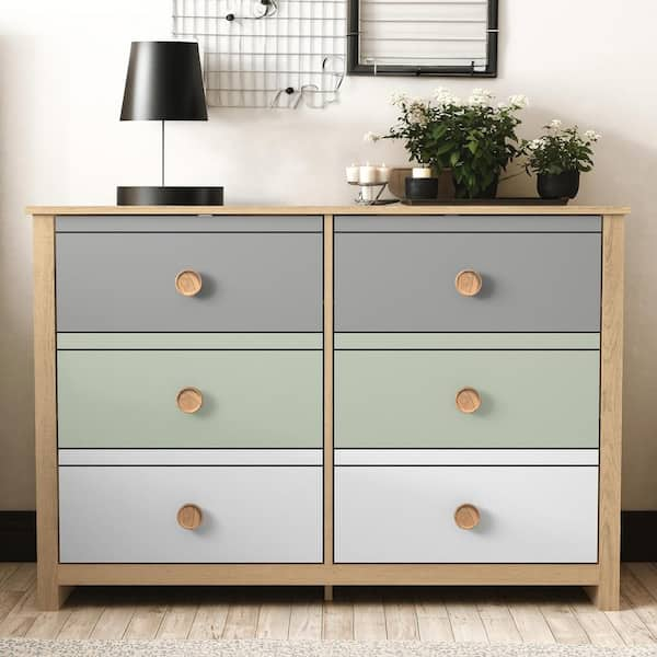 GALANO Essex 6-Drawer Oak 46.1 in. Teen Dresser