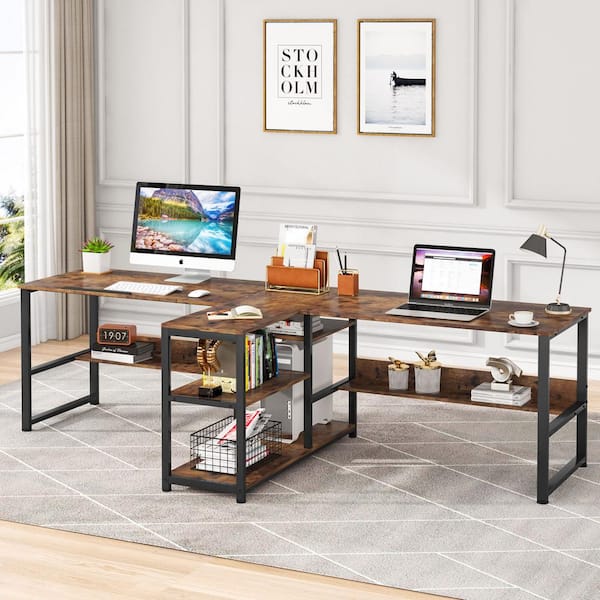 90.5 inch Computer Desk, Extra Long Two Person Desk with Storage