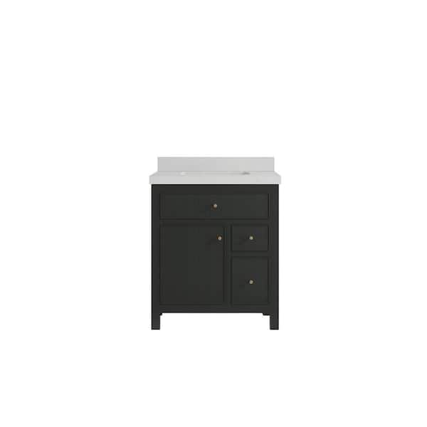 Willow Collections Sonoma 30 in. W x 22 in. D x 36 in. H Single Sink Bath Vanity in Black Top with 2 in. Carrara Quartz Top