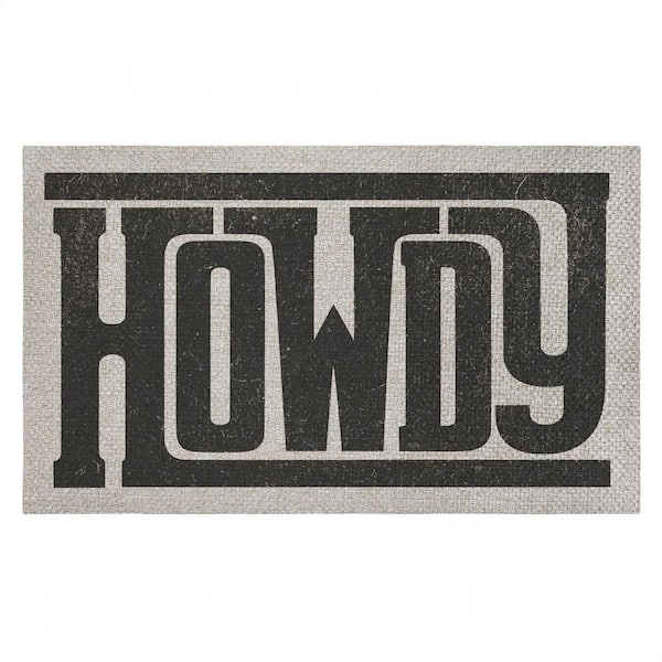 Bold Western Howdy Greeting Black 18 in. x 30 in. Polyester Non-Slip Outdoor Door Mat