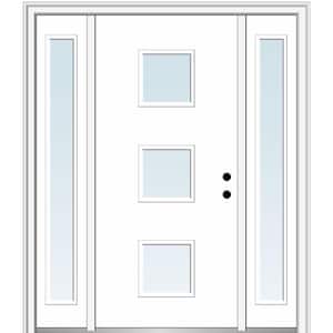 64.5 in. x 81.75 in. Aveline Left-Hand Inswing 3-Lite Clear Low-E Painted Fiberglass Prehung Front Door with Sidelites