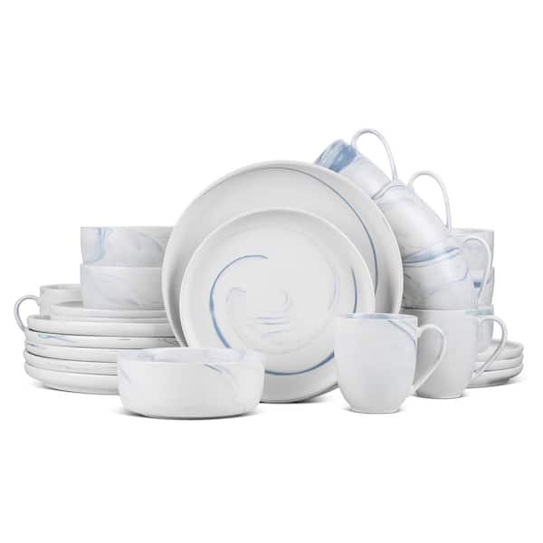 STONE LAIN Everly 24-Piece Blue Porcelain Dinnerware Set (Service for 6)
