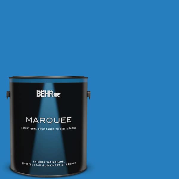 BEHR MARQUEE 1 gal. #P510-6 Brilliant Blue Satin Enamel Exterior Paint & Primer