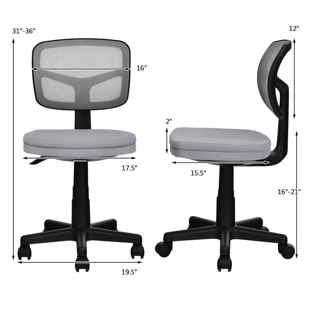 ErgoFlex Armless Mesh Executive Chair in Sleek Gray