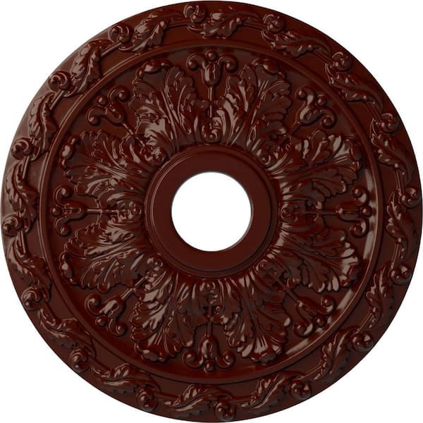 Ekena Millwork 1-1/4" x 19-7/8" x 19-7/8" Polyurethane Spring Leaf Ceiling Medallion, Brushed Mahogany