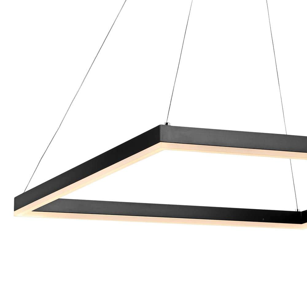 Nero 23.63" Black Aluminum LED Square Pendant Light