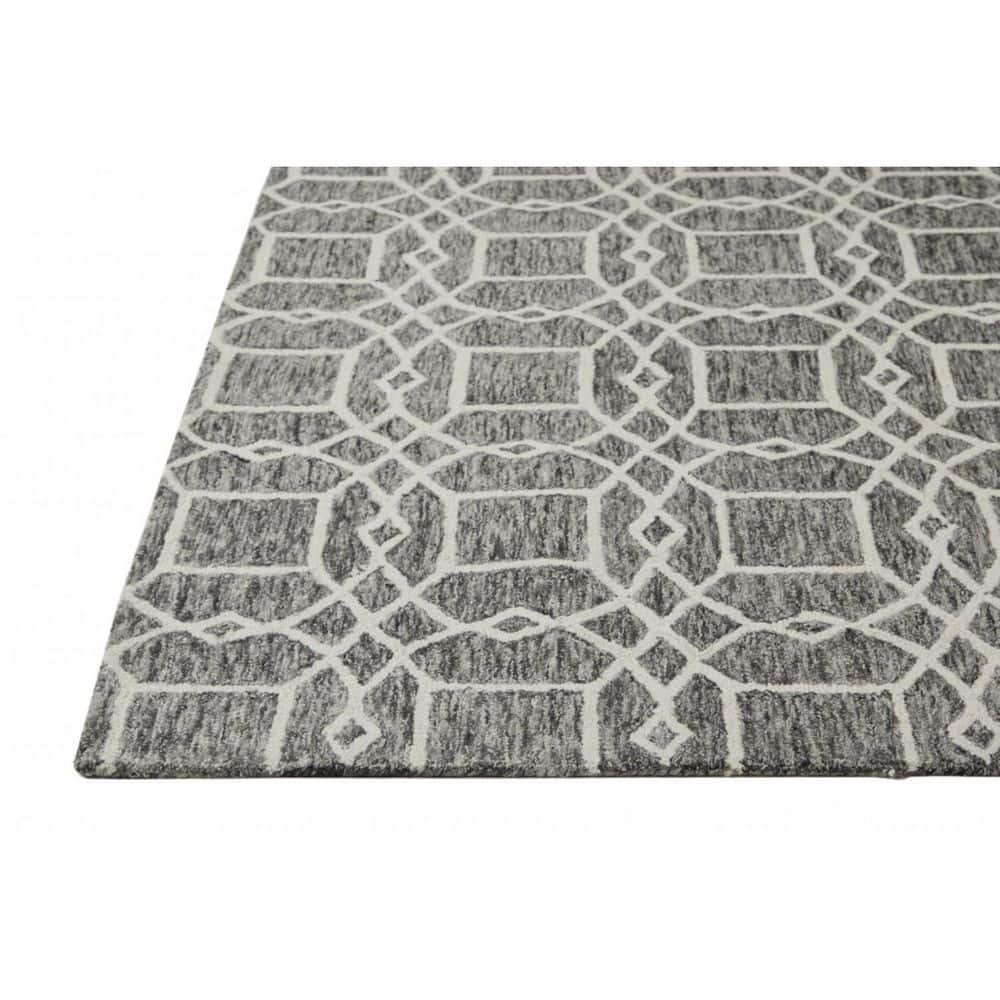 HomeRoots 5 ft. x 8 ft. Gray and Ivory Geometric Area Rug 2000512172 ...