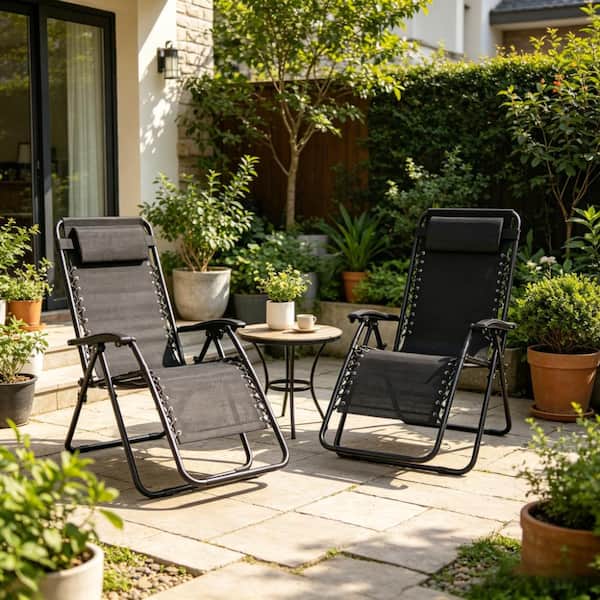 Set of 2 Zero Gravity Folding Lounge Chairs, 300lb Capacity, 90