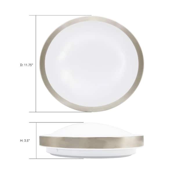 12 in. Light Brushed Nickel Integrated LED Round Ceiling Flush Mount Light Fixture 4000K