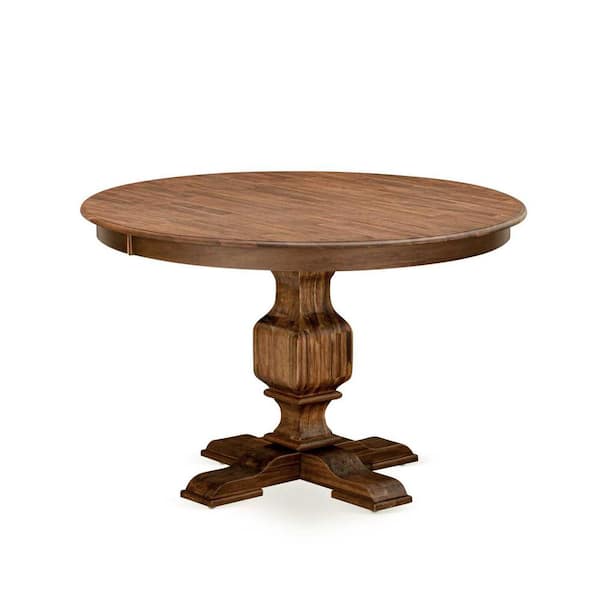 East West Furniture 5-Piece Natural Oak Finish Solid Wood Top Dining Table with 4 Parson Chair with Lattice Back