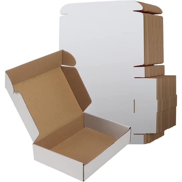 Unbranded 7.32 lb. 9 x 6 x 2 in. Recyclable Corrugated Cardboard Shipping Mailer Box Set White 50 Pack