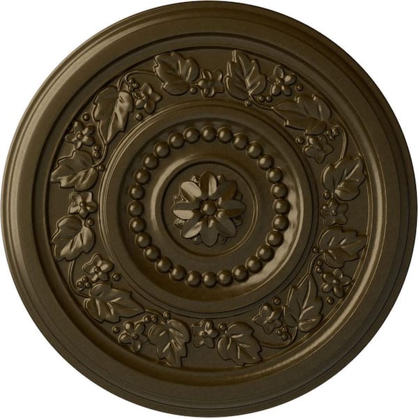 Ekena Millwork 16-1/8" x 5/8" Marseille Urethane Ceiling Medallion (Fits Canopies upto 4-1/4"), Brass