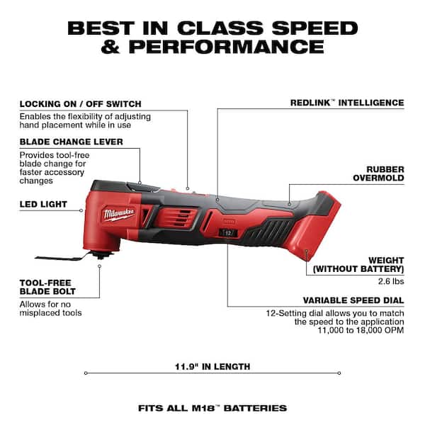 M18 18V Lithium-Ion Cordless Multi-Tool with 2.0 Ah Compact Battery