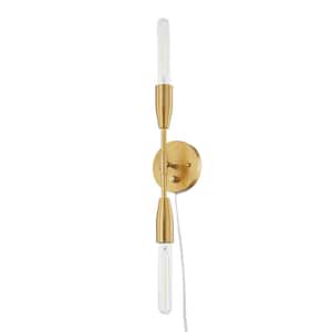 Ansel 2LT Convertible Sconce aged brass finished frame