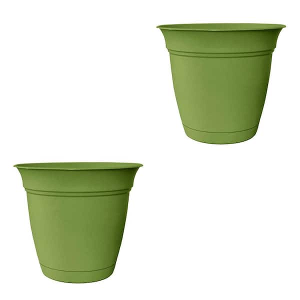 5-Inch Flower Pots and Transplanter with Ceramic Attached Saucer Pots, 4-Pack 