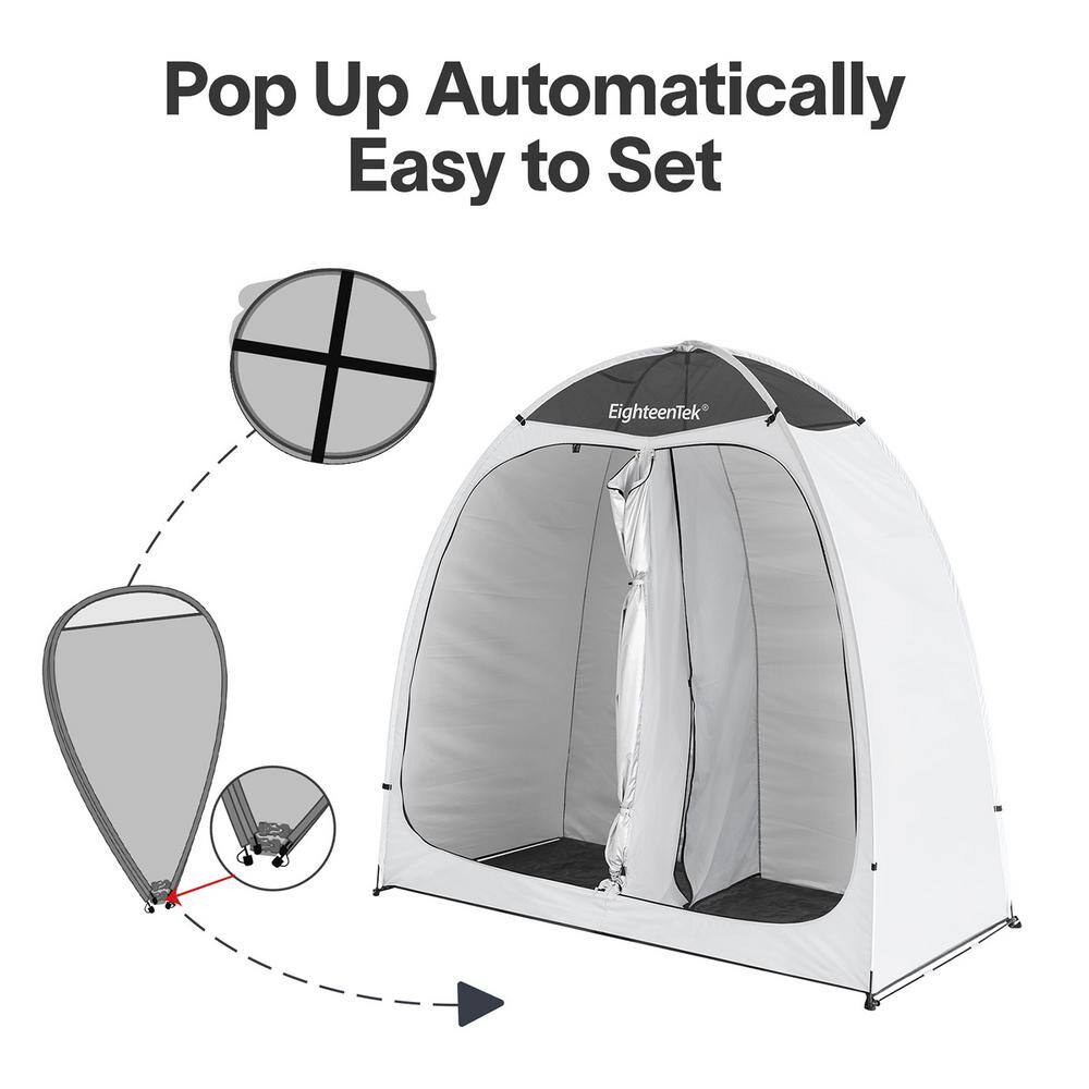 EighteenTek 2-Room White Polyester Camping Shower Tent