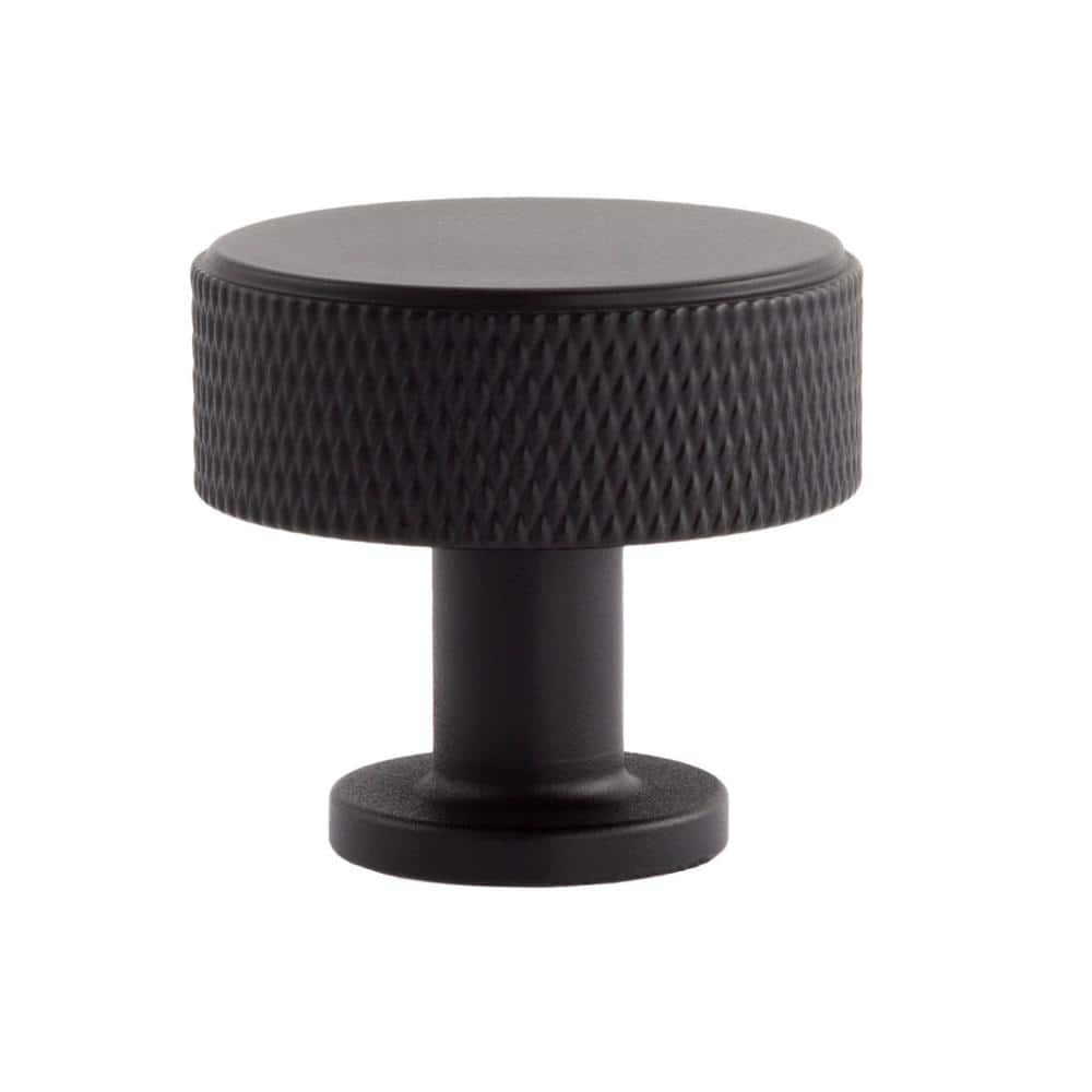 Kent Knurled Matte Black Round Cabinet Knob with Mounting Hardware