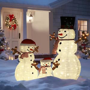 4 ft. Snowman Family Outdoor Christmas Holiday Yard Decoration Warm White LED(3-Piece)