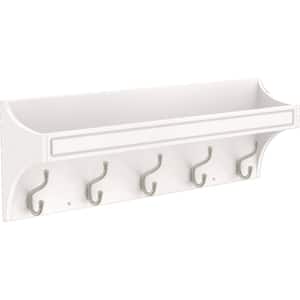 Classic Arch 28 in. White and Satin Nickel Trayed Hook Rack