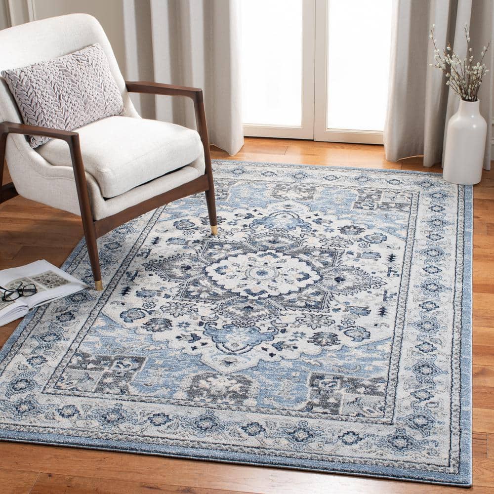 Charleston Blue and Grey 8' x 10' Synthetic Area Rug